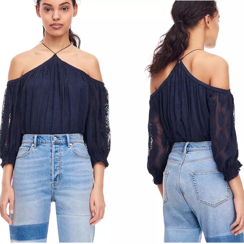 NWT - Rebecca Taylor Selena Navy Blouse, Size 10, 100% Silk